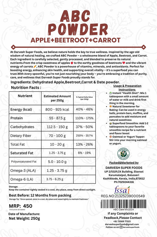 DARVESH SUPER FOODS I ABC POWDER I 250(G)