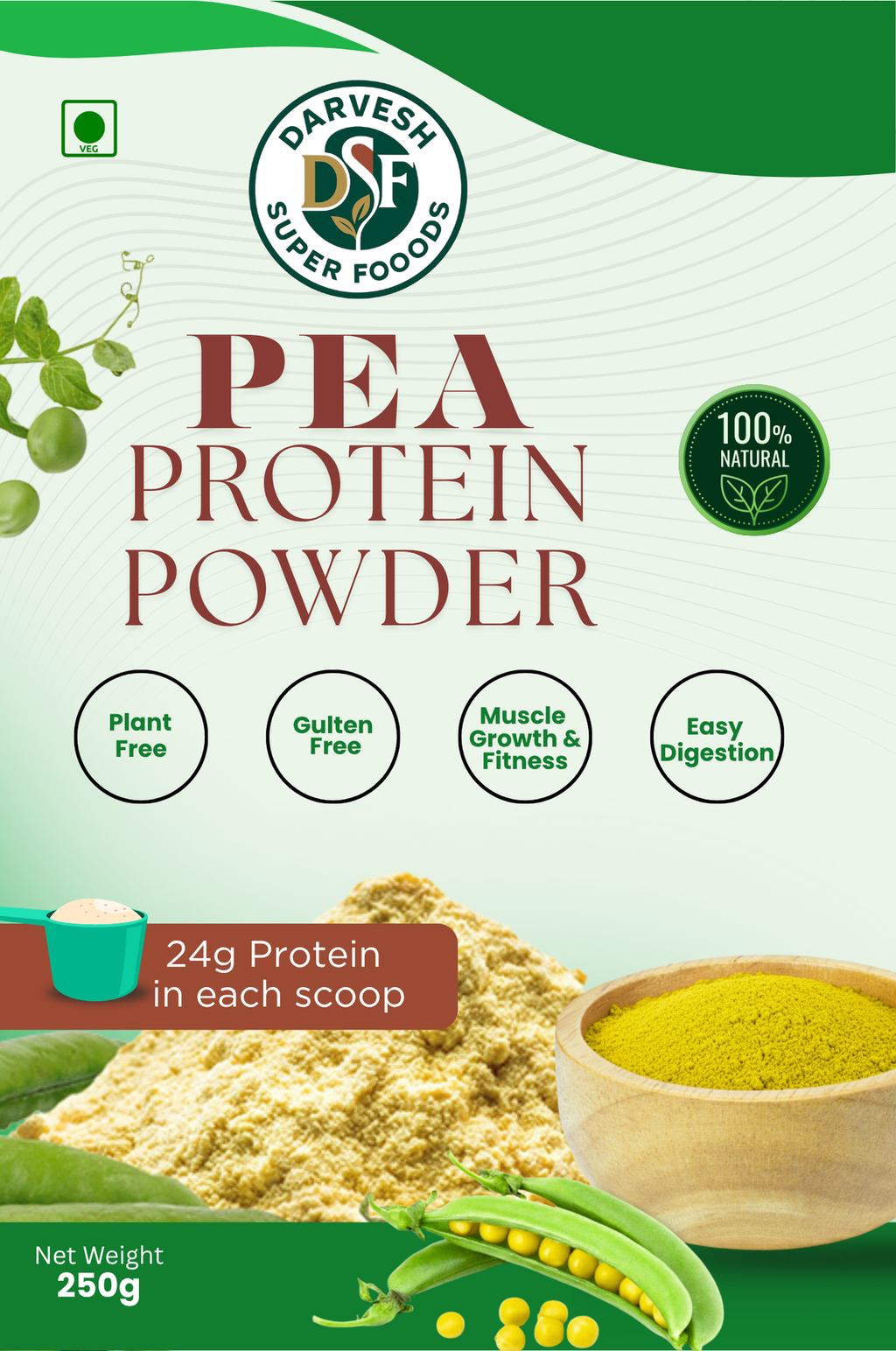 Darvesh Super Foods Pea Protein Powder I 250(G)