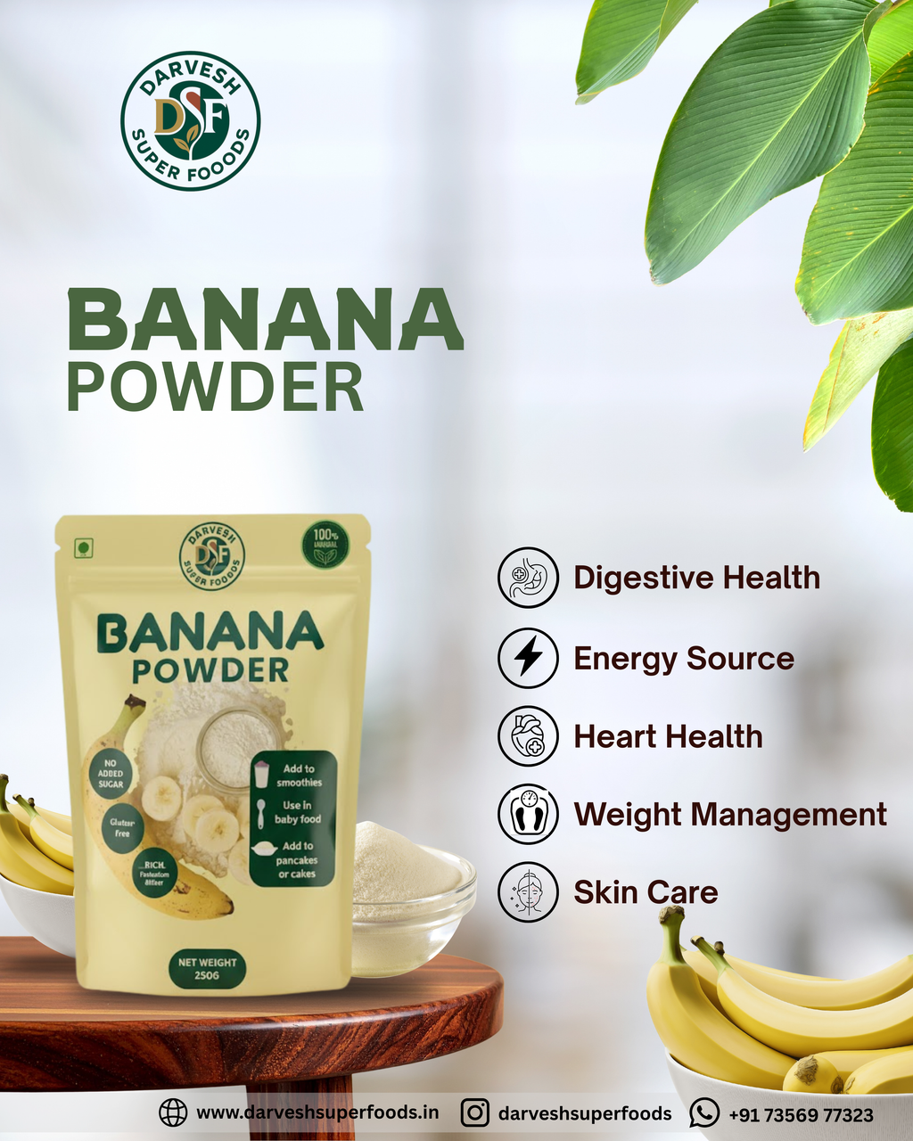 DARVESH SUPER FOODS I  NATURAL BANANA POWDER (250G)